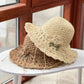 Elegant Crochet Straw Hat with Ruffle Detail