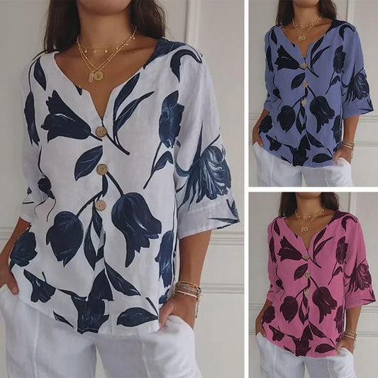 💖BUY 2 FREE SHIPPING & 10%OFF💖Women's Linen V-Neck Loose Top