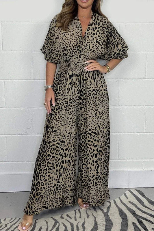 🔥BUY 2 GET 10% OFF👗Leopard print casual loose jumpsuit