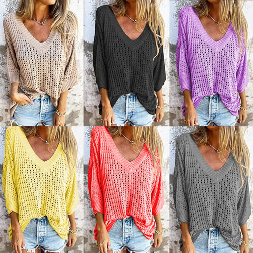 🔥HOT-SALE🔥V-neck Hollow Knitted Top