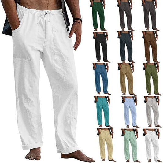 Men's linen beach casual loose-fitting pants