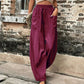 Casual Solid Color Elastic Pants with Pockets