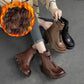 🔥Hot Sale💃Women's Retro PU Leather Warm Short Boots