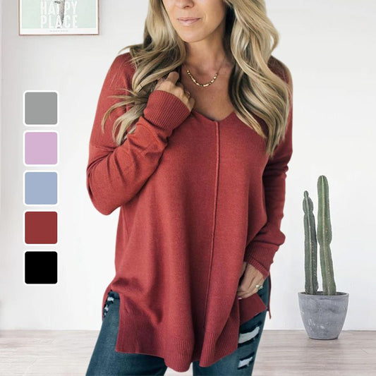 💝HOT SALE💝Women's Casual Soft Seam-front V-neck Sweater