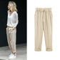 Plus Size Solid Color Elastic Waist Loose Cropped Trousers