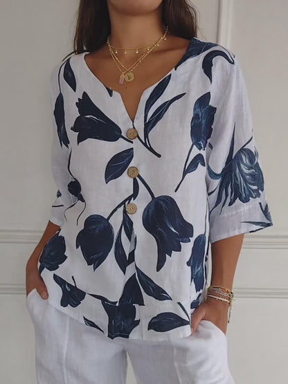 🌷Printed V-neck Tunic Top🌷